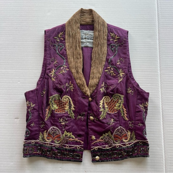 YSA Dupiré Vintage 1980s Silk Hand Beaded Art Vest - Picture 8 of 11